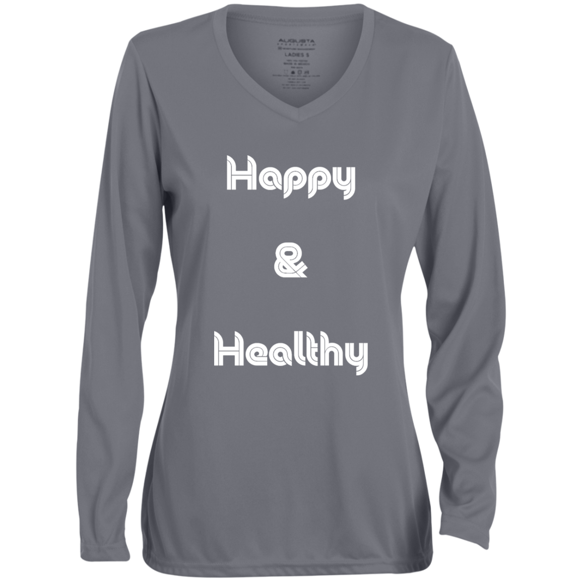 Happy Healthy2 1788 Ladies' Moisture-Wicking Long Sleeve V-Neck Tee