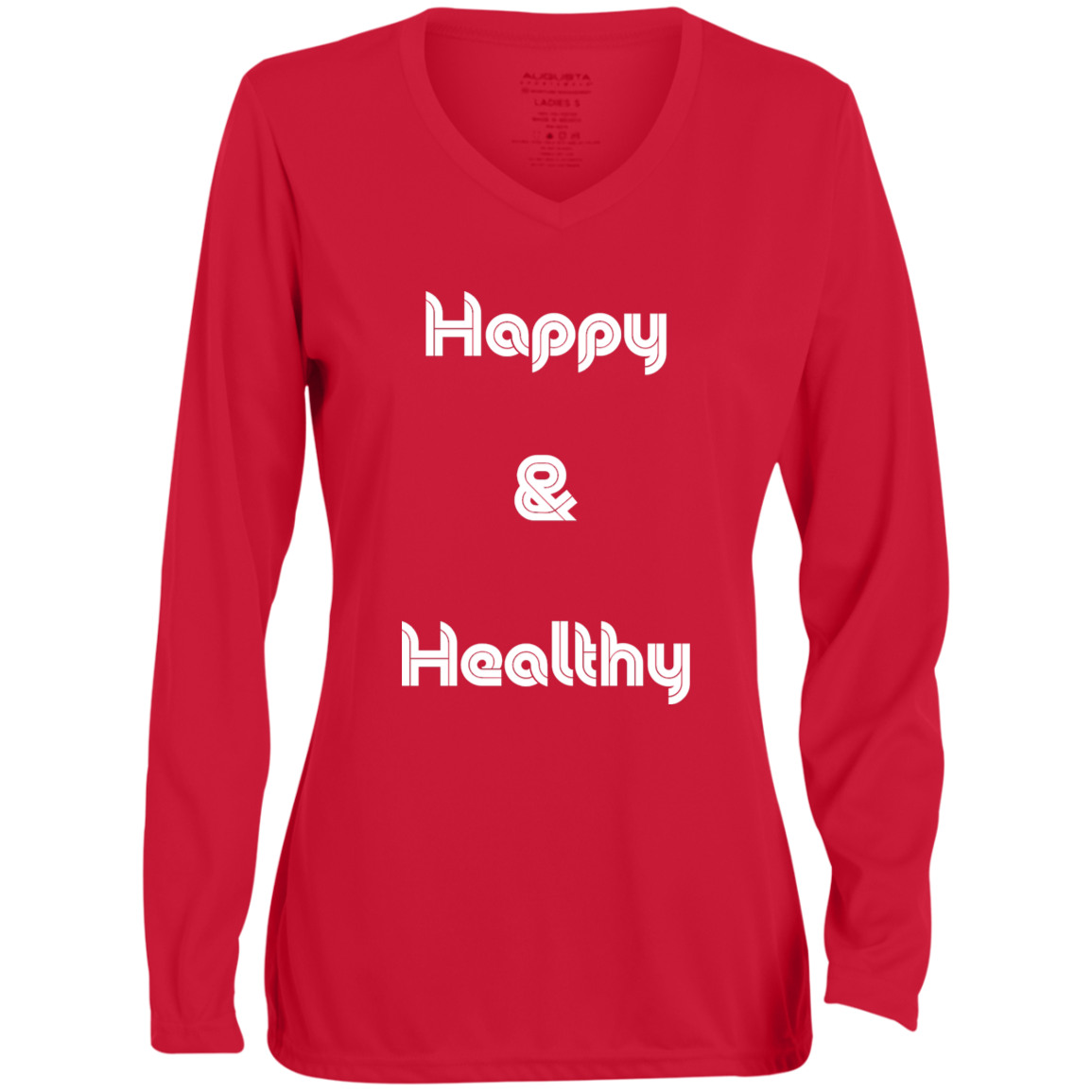 Happy Healthy2 1788 Ladies' Moisture-Wicking Long Sleeve V-Neck Tee