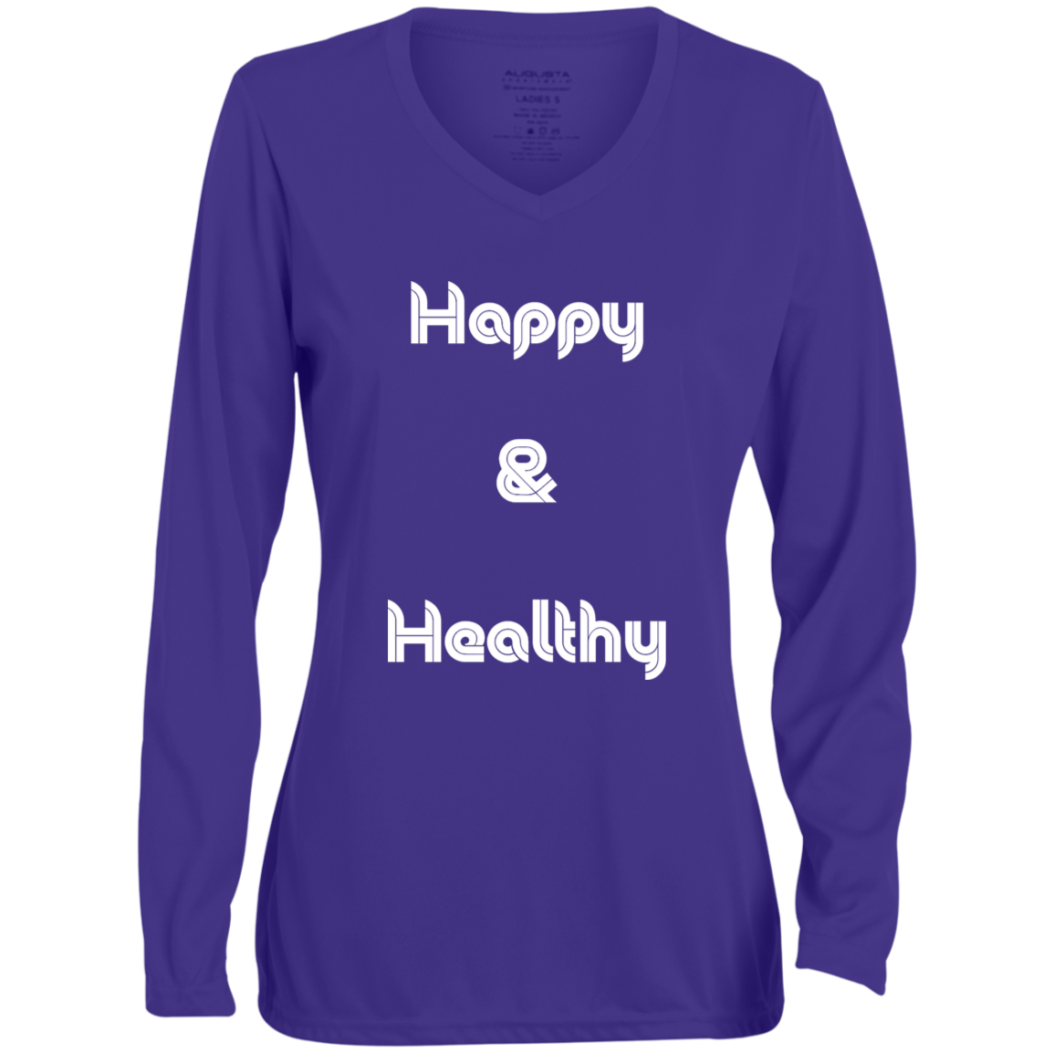 Happy Healthy2 1788 Ladies' Moisture-Wicking Long Sleeve V-Neck Tee